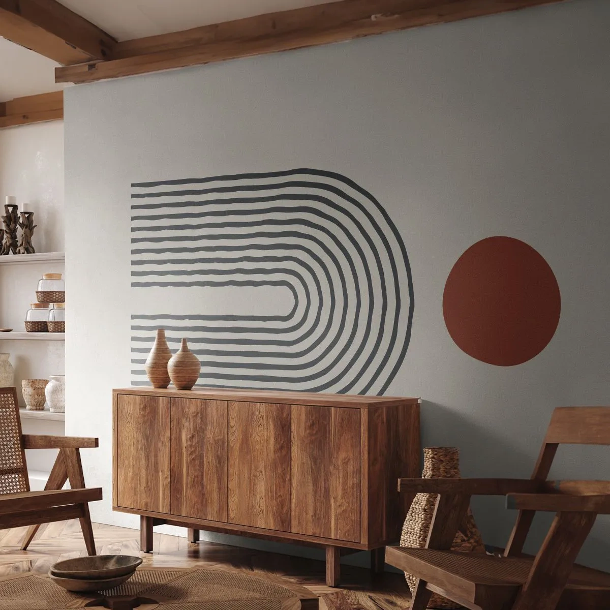 Papel de Parede Premium Canvas - Magnetismo de formas e cores - Abstração, Gráficos, Padrão Moderno - 300x210 cm