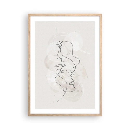 Pôster com moldura de carvalho claro - Emaranhados num abraço - 50x70 cm