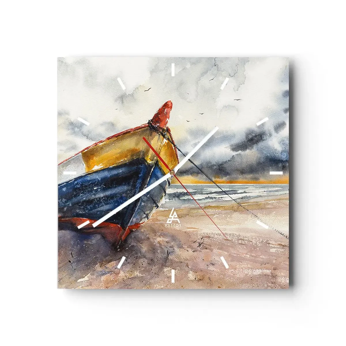Relógio de parede - Relógio em vidro - Descanse na costa - 30x30 cm