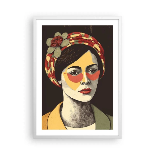 Pôster em moldura branca - Senhora Coral - 50x70 cm