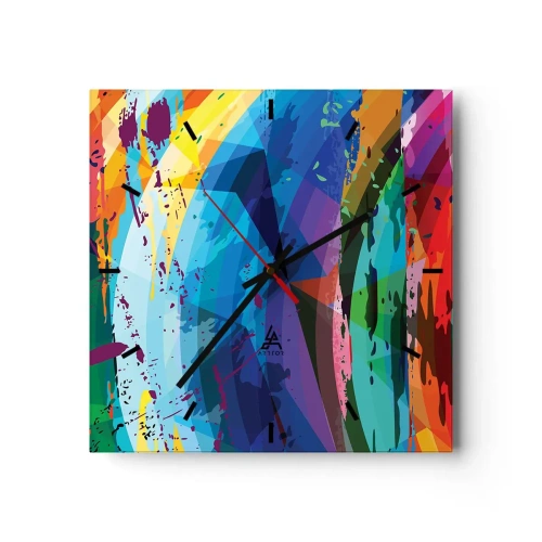 Relógio de parede - Relógio em vidro - Vertigem colorida - 40x40 cm