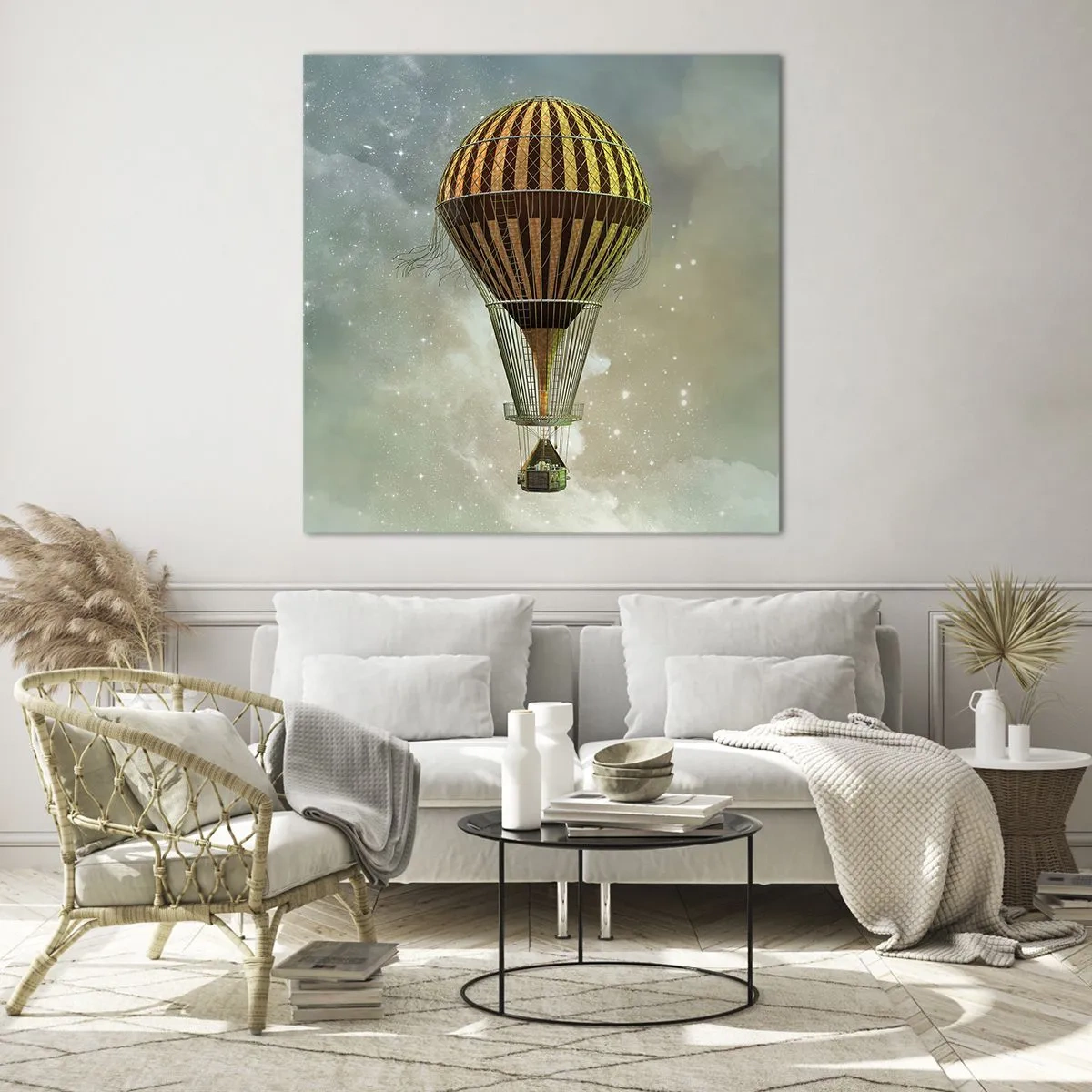 Quadro em vidro - Voos pioneiros - 40x40 cm