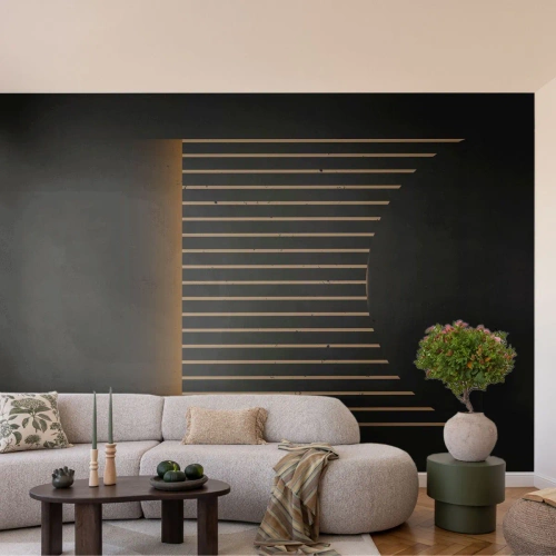 Papel de Parede Premium Sand - Explorar a escuridão - Abstração, Pedaço, Linear - 200x140 cm