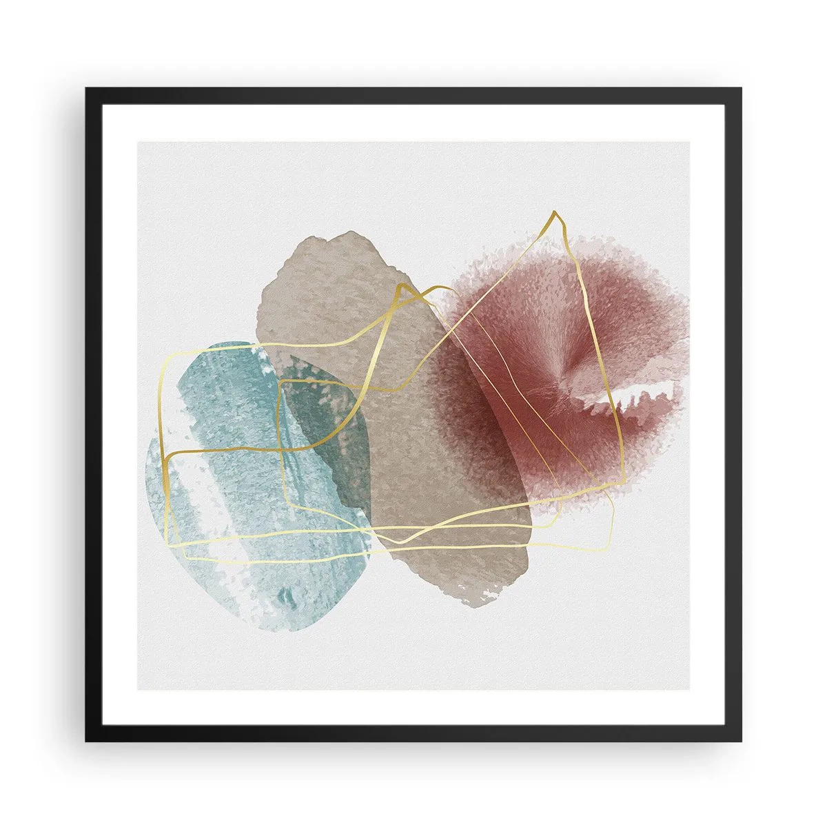 Pôster com moldura preta - Corais espaciais - 60x60 cm