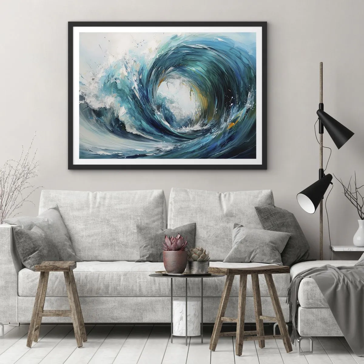 Pôster com moldura preta - Portal do mar - 70x50 cm