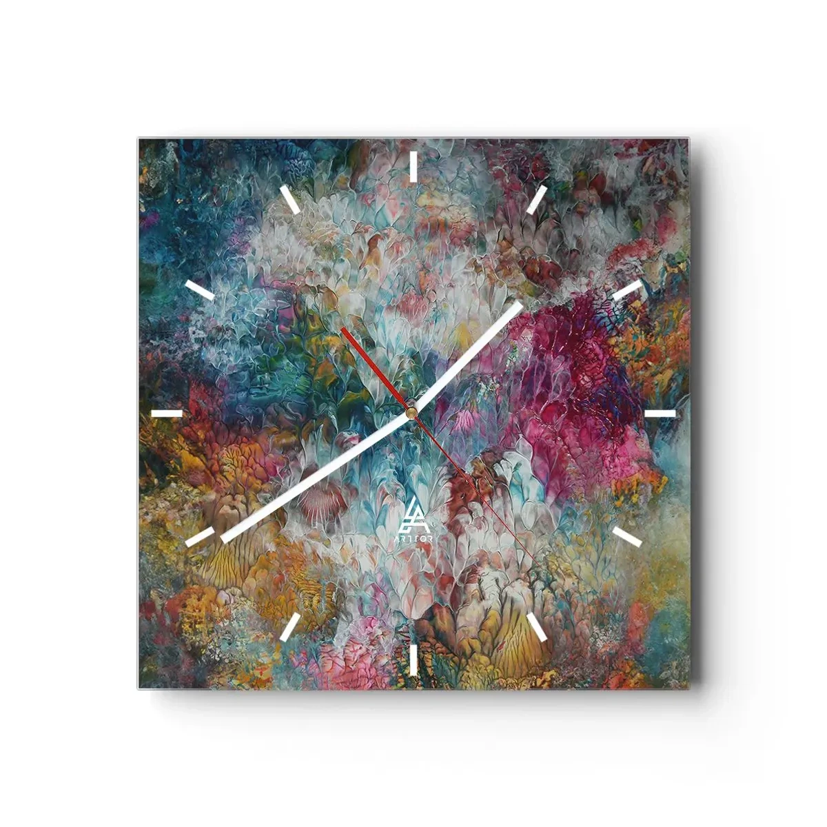 Relógio de parede - Relógio em vidro - Em plena floração - 30x30 cm