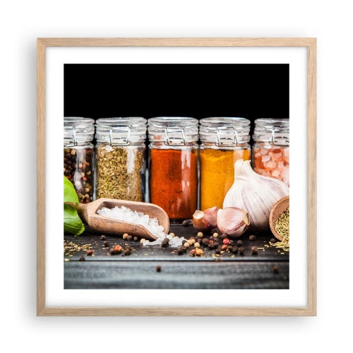 Pôster com moldura de carvalho claro - Para que a vida tenha um sabor - 50x50 cm