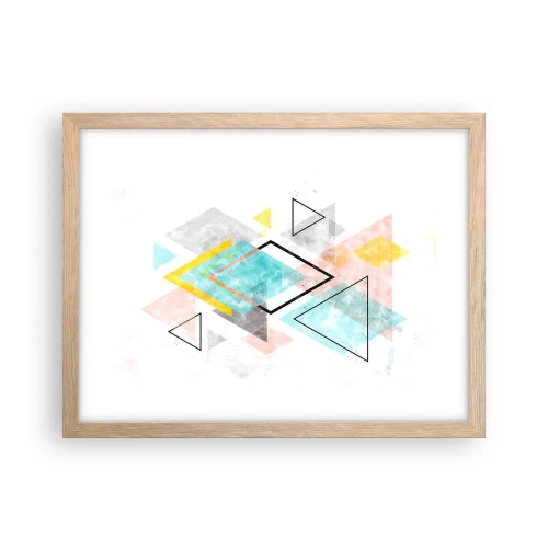 Pôster com moldura de carvalho claro - Jogo geométrico - 40x30 cm
