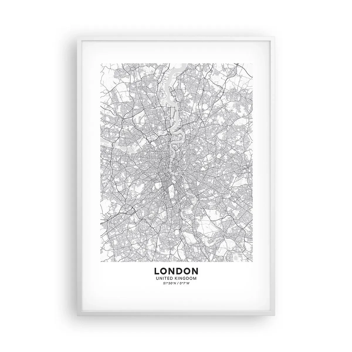 Pôster em moldura branca - Mapa do labirinto de Londres - 70x100 cm