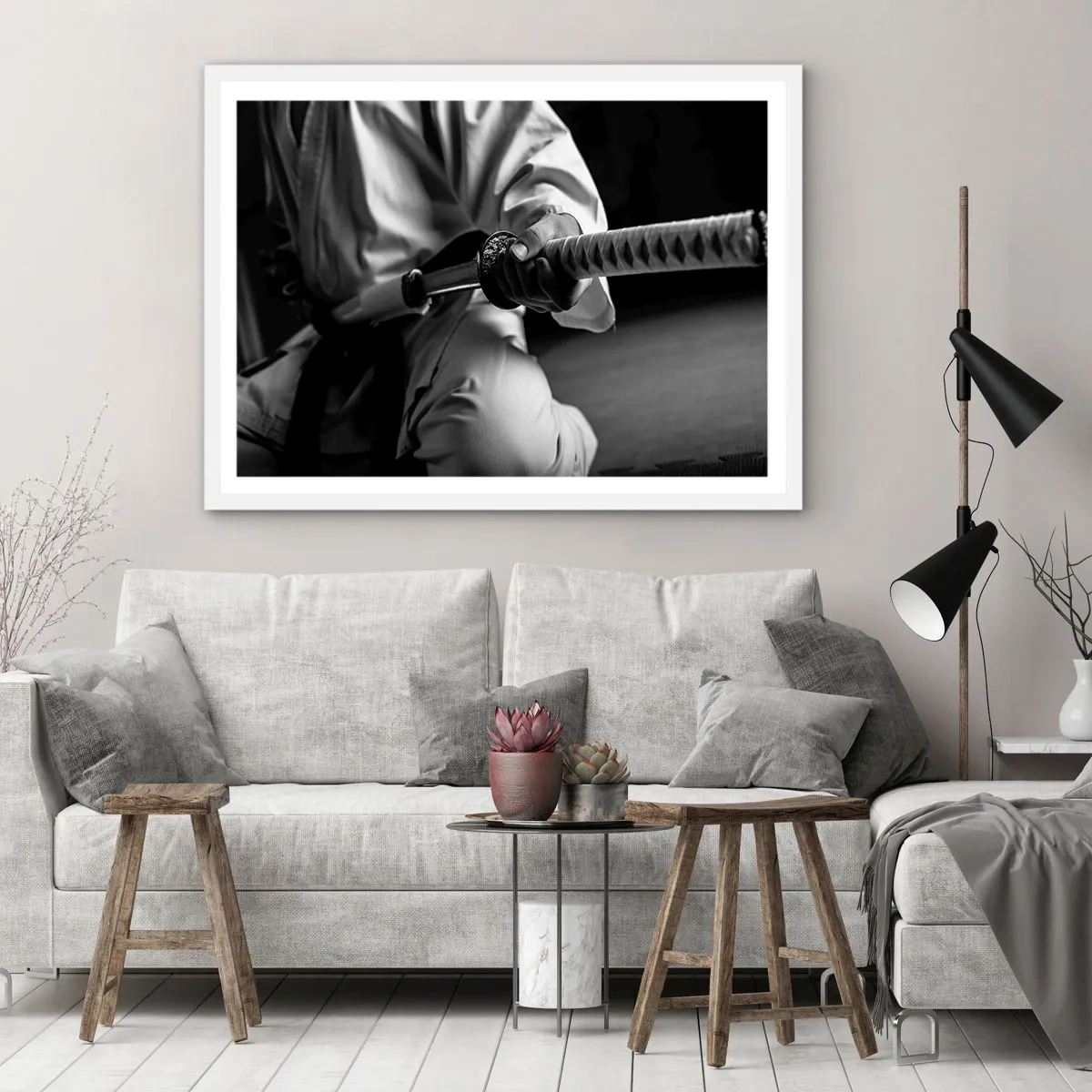 Pôster em moldura branca - Alma guerreira - 100x70 cm