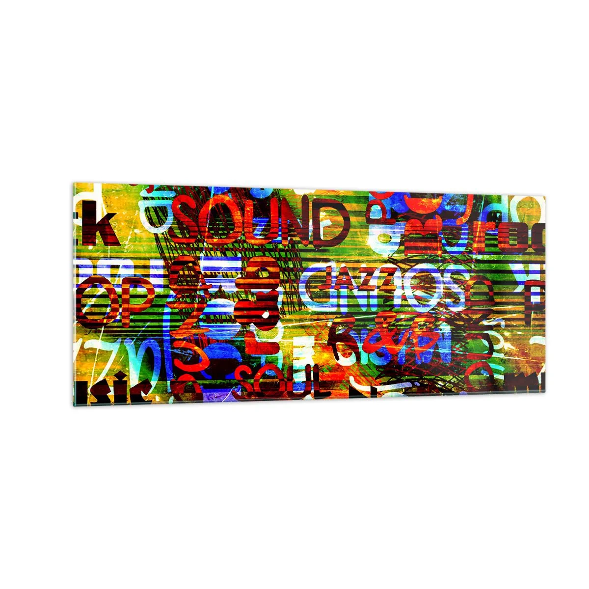Quadro em vidro - Todas as cores do som - 100x40 cm