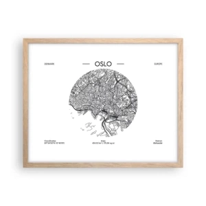 Pôster com moldura de carvalho claro - Anatomia de Oslo - 50x40 cm