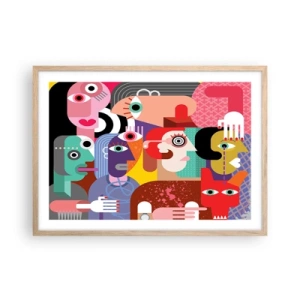 Pôster com moldura de carvalho claro - Viemos da parte do Sr. Picasso - 70x50 cm