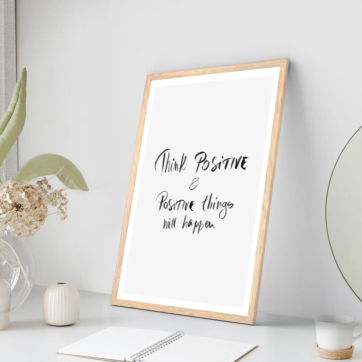 Pôster com moldura de carvalho claro - Como viver? - 50x70 cm