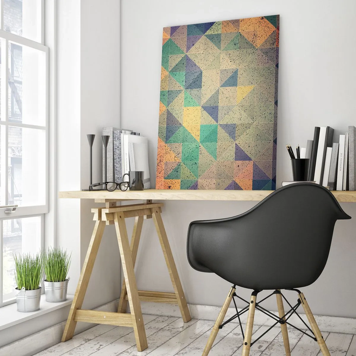 Quadro em vidro - República dos triângulos - 50x70 cm