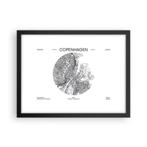 Pôster com moldura preta - Anatomia de Copenhague - 40x30 cm