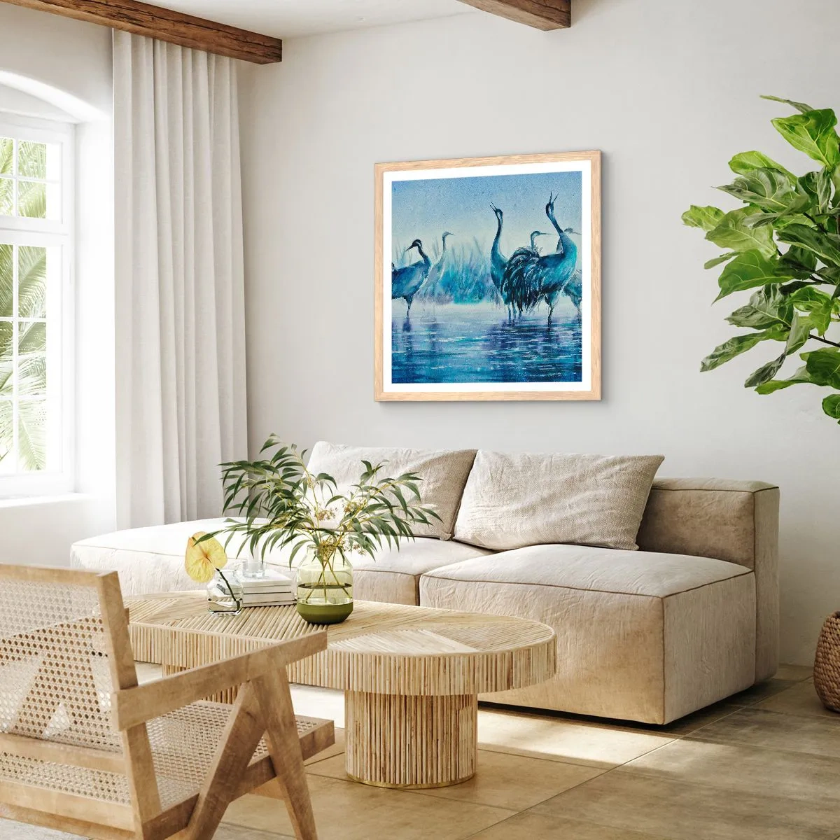 Pôster com moldura de carvalho claro - Reunião matinal - 30x30 cm