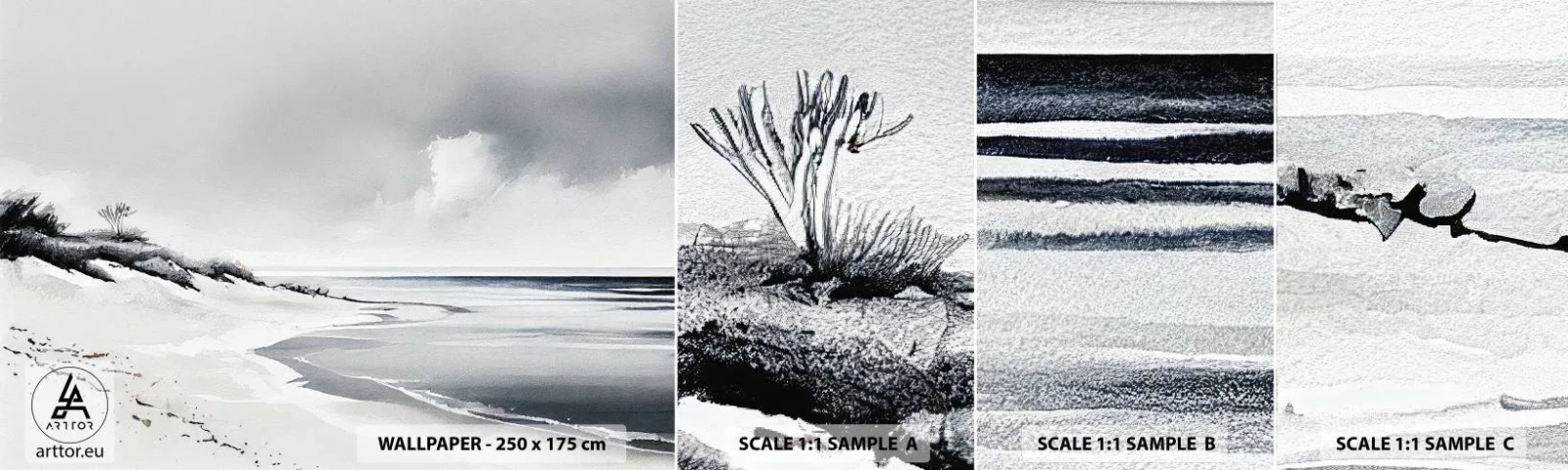 Amostra de papel de parede autocolante Deluxe Sticker - Juntos para sempre - Dunas, Praia, oceano - 100x30 cm