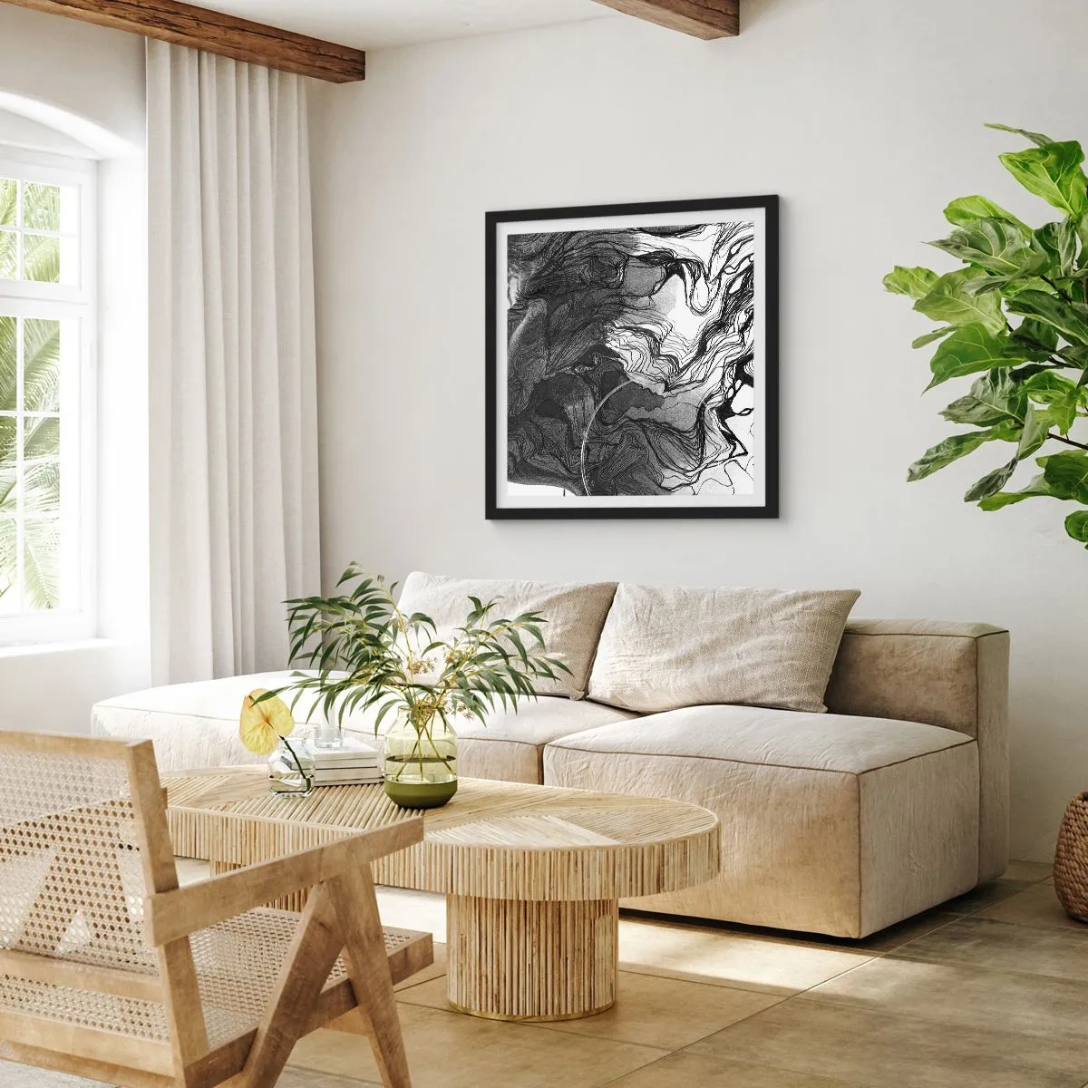 Pôster com moldura preta - Entrelaçados em sonhos - 60x60 cm