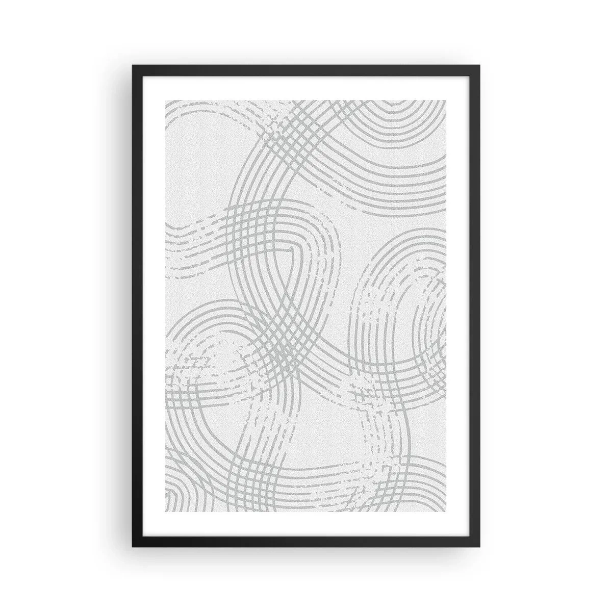 Pôster com moldura preta - Uma composição minimalista de linhas abstratas sobre um fundo claro. - 50x70cm - Não existe caminho reto - Decoração de parede moderna para a sala de estar e quarto ARTTOR