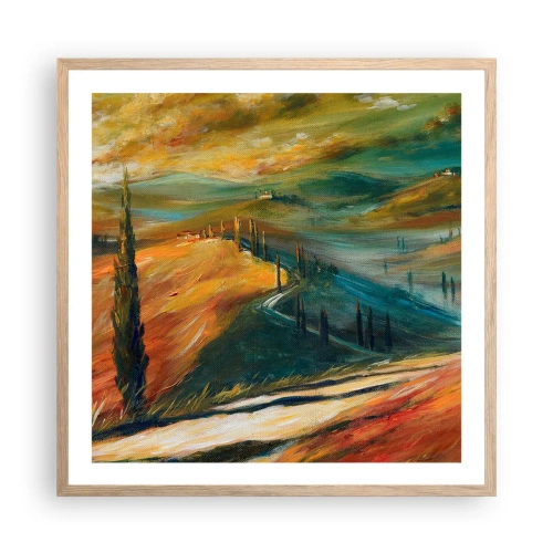 Pôster com moldura de carvalho claro - Paisagem da Toscana - 60x60 cm