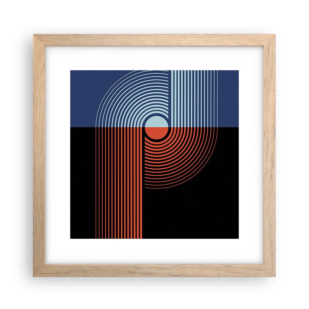 Pôster com moldura de carvalho claro - Num abraço geométrico - 30x30 cm