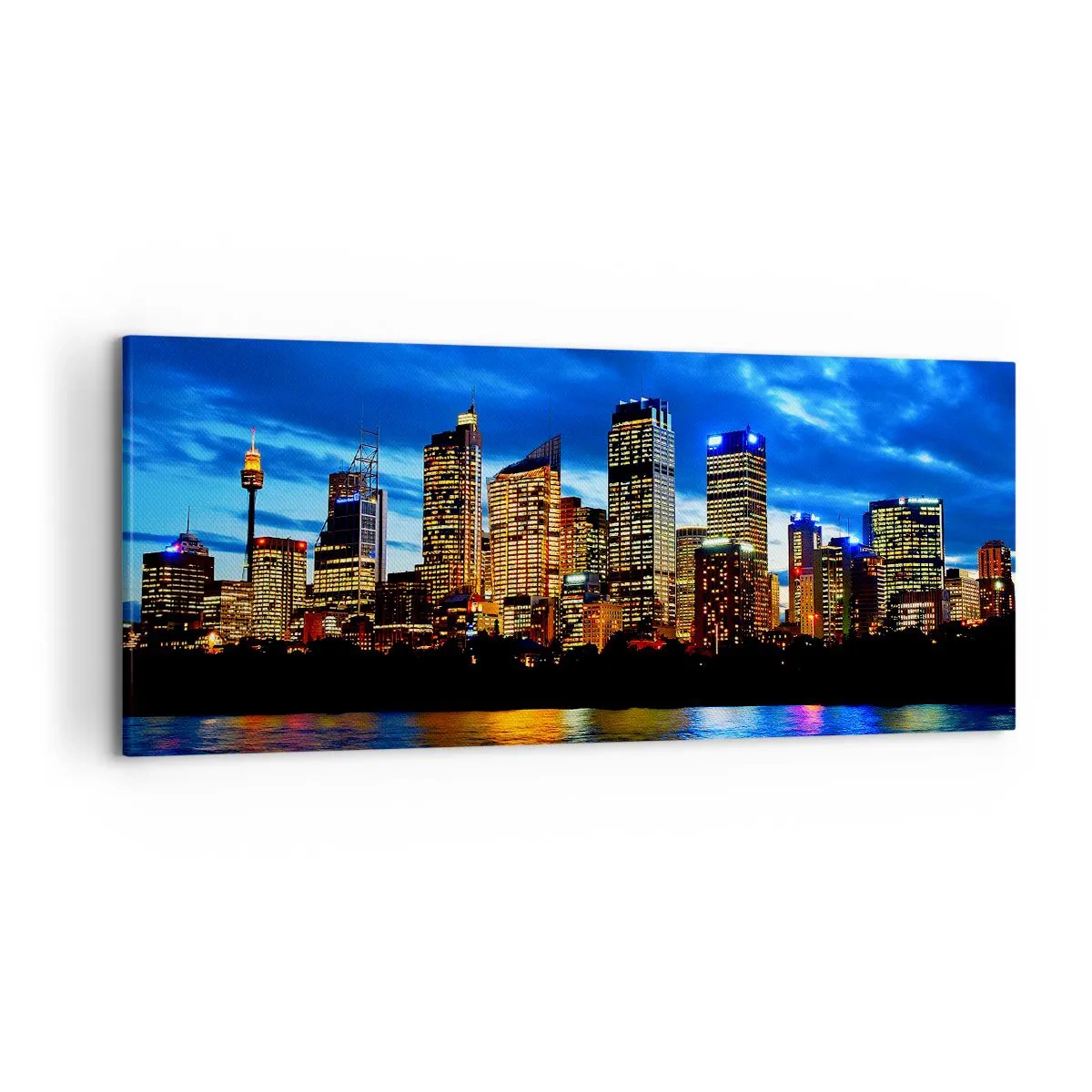 Quadro em tela - Uma noite de luzes e cores - 120x50 cm