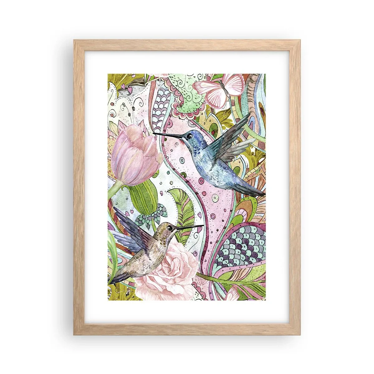 Pôster com moldura de carvalho claro - Emaranhados em trepadeiras - 30x40 cm