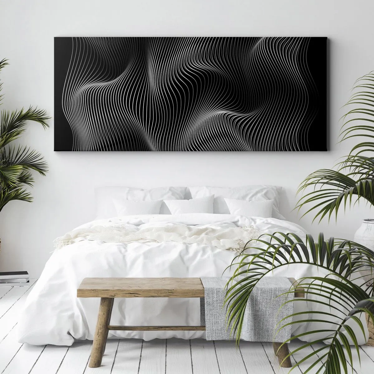 Quadro em tela - Dança de luz no espaço - 100x40 cm