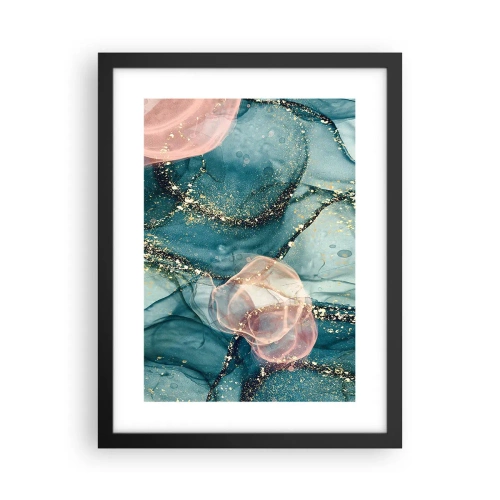 Pôster com moldura preta - Azul seda, rosa tule - 30x40 cm