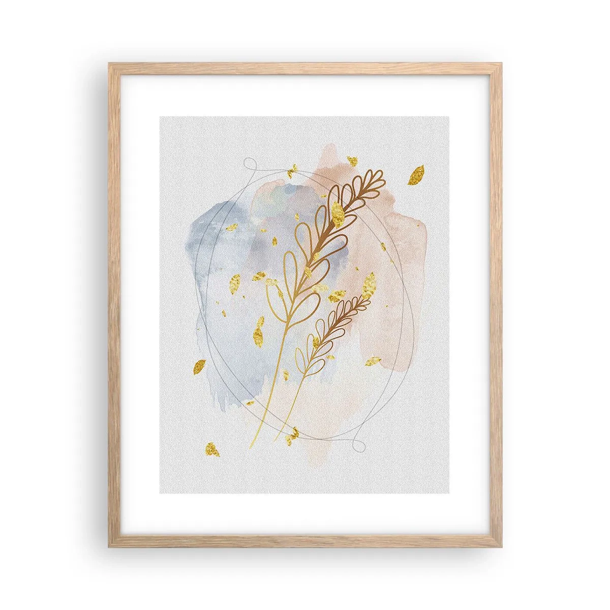 Pôster com moldura de carvalho claro - Explosão dourada - 40x50 cm