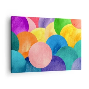 Quadro em tela - Círculos coloridos em estilo aquarela - 70x50cm - A plenitude original da vida - Decoração de parede moderna para a sala de estar e quarto ARTTOR