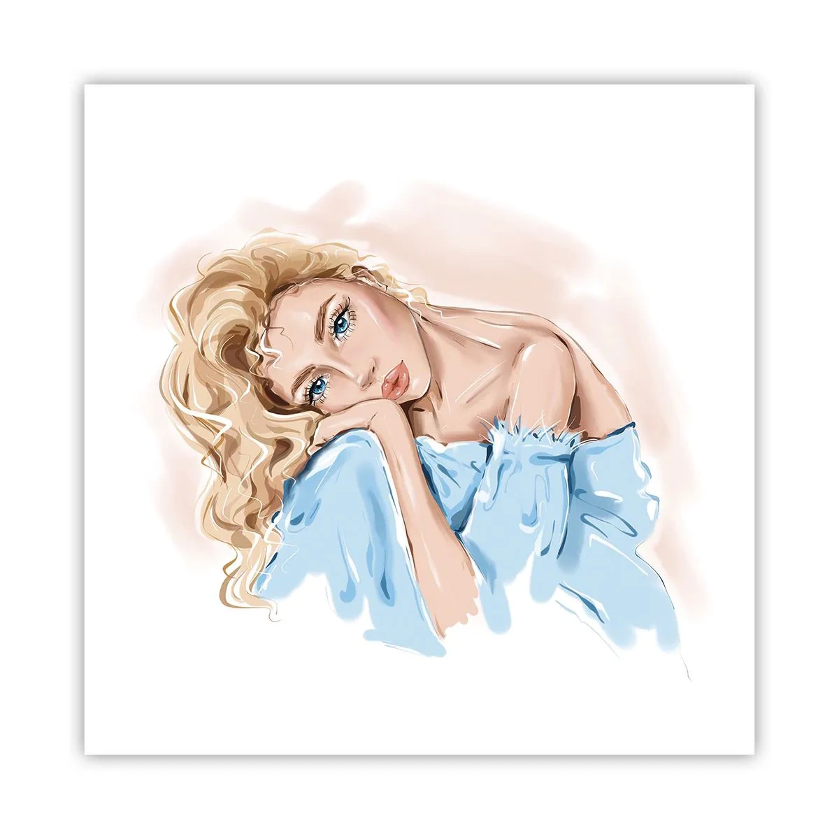 Pôster - Sonhadora em azul - 60x60 cm