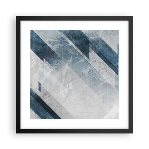 Pôster com moldura preta - Arte espacial – movimento cinzento - 40x40 cm