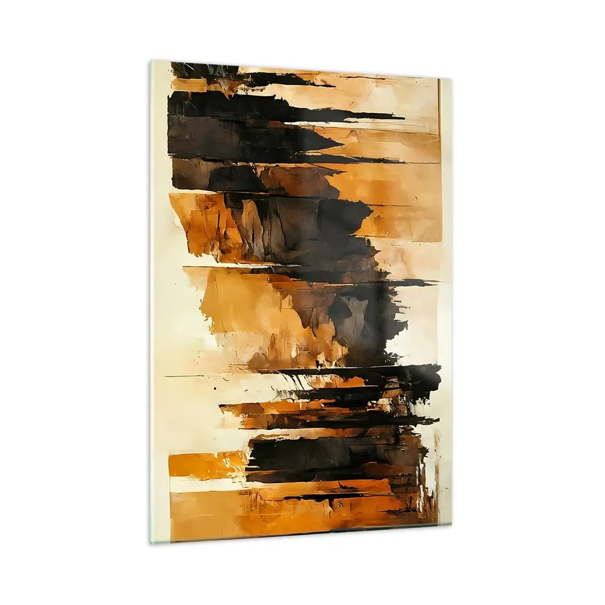 Quadro em vidro - Harmonia de preto e dourado - 50x70 cm