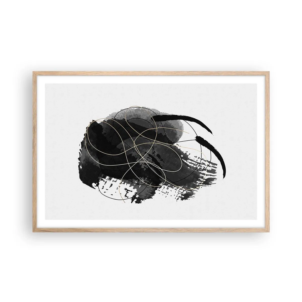 Pôster com moldura de carvalho claro - Emergido do preto - 91x61 cm