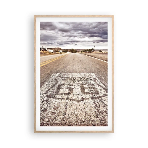 Pôster com moldura de carvalho claro - Mother Road - uma lenda americana - 61x91 cm