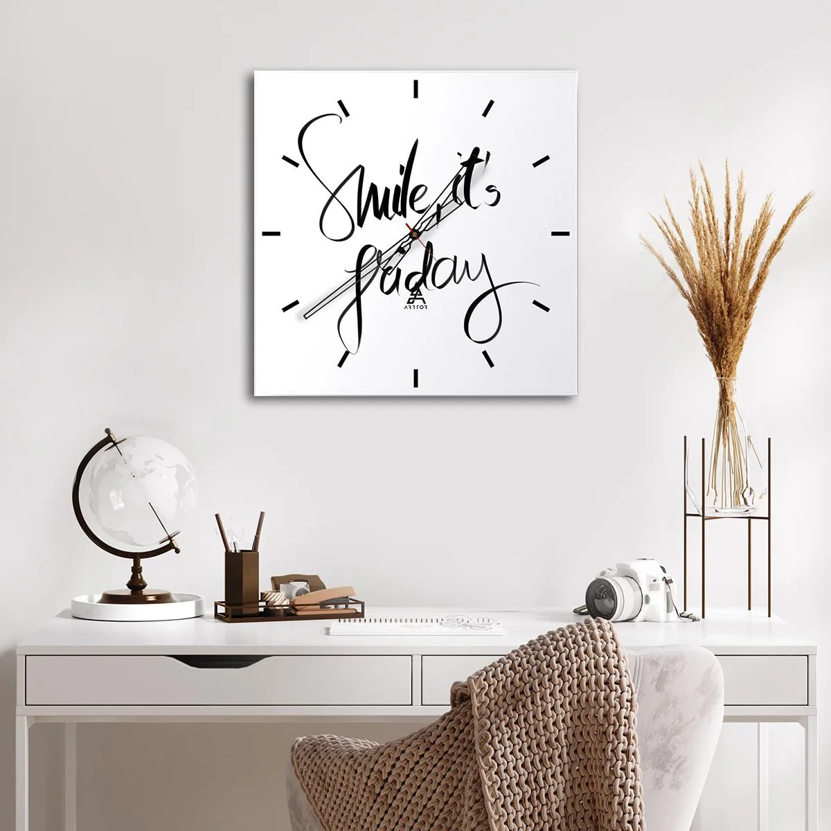 Relógio de parede - Relógio em vidro - Verdadeira alegria - 40x40 cm