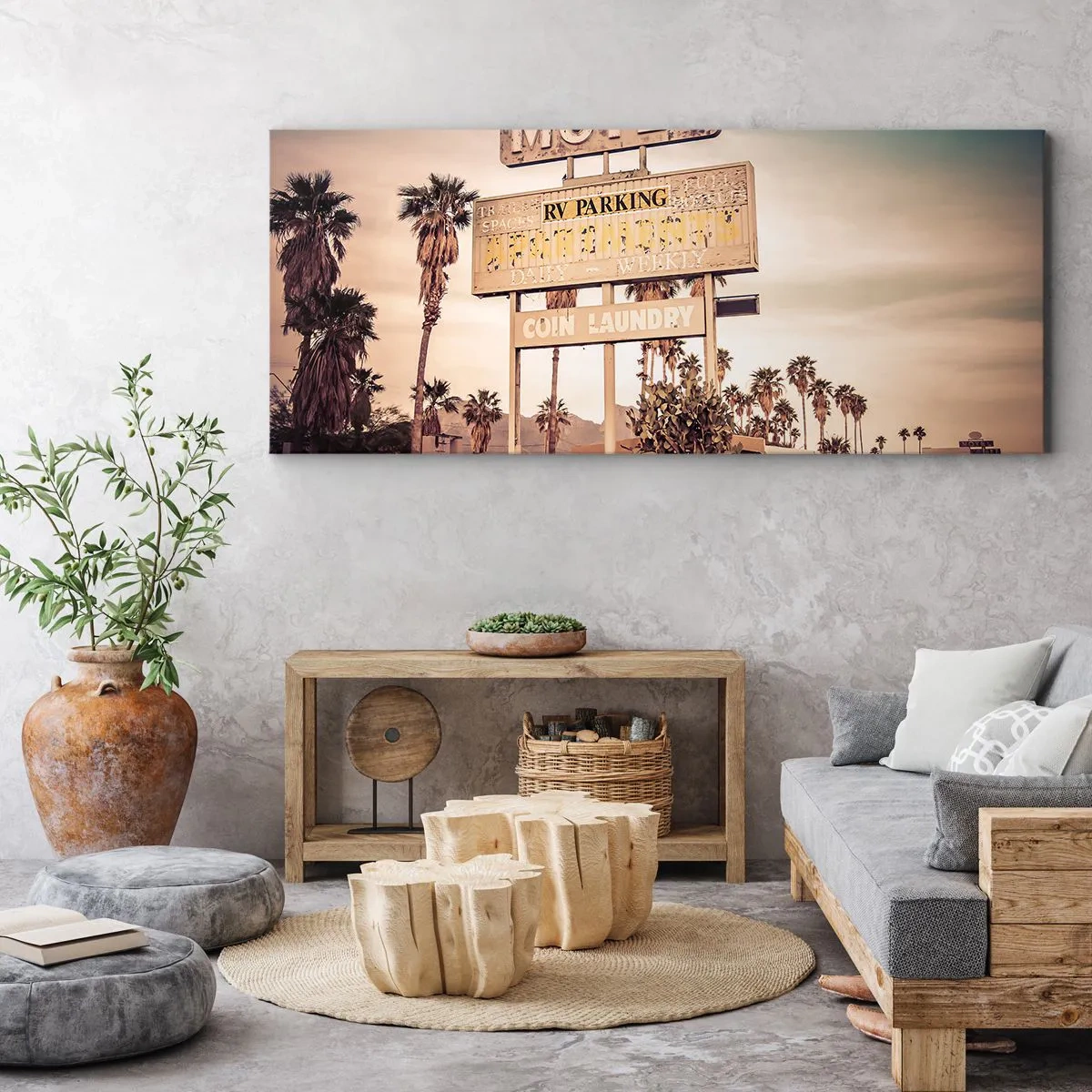 Quadro em tela - O tempo parou aqui - 160x50 cm