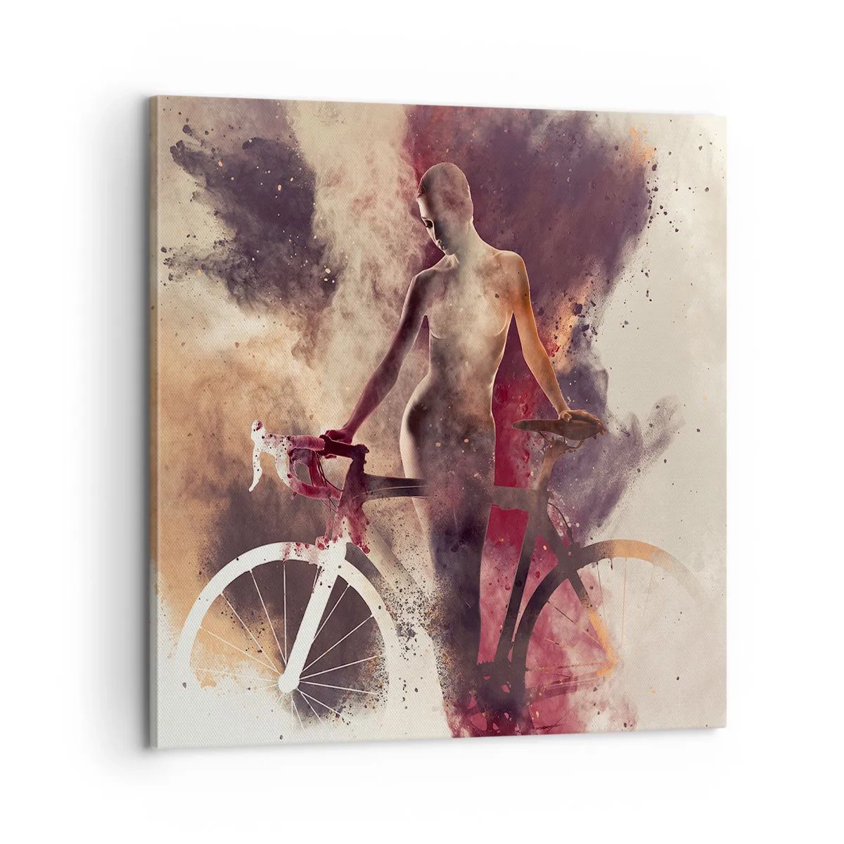 Quadro em tela - Uma alma de bicicleta em formas de mármore - 60x60 cm