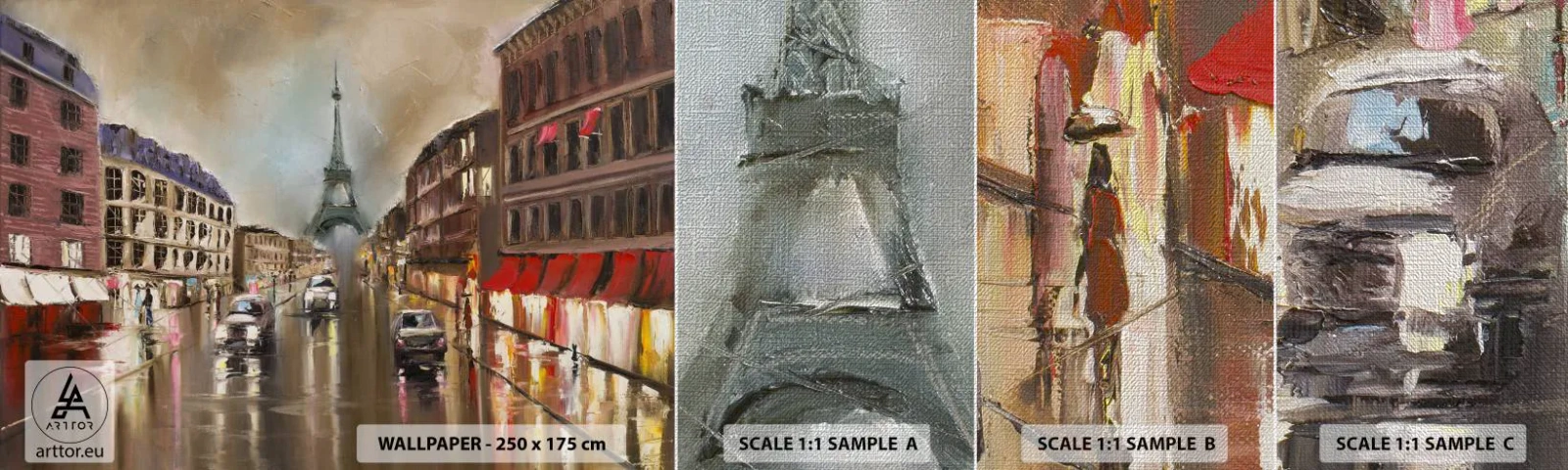Amostra de papel de parede Premium Canvas - Só ela importa - Torre Eiffel, Cidade, Paris - 100x30 cm