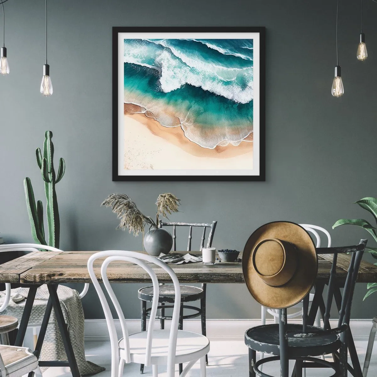 Pôster com moldura preta - O eterno encontro - 40x40 cm