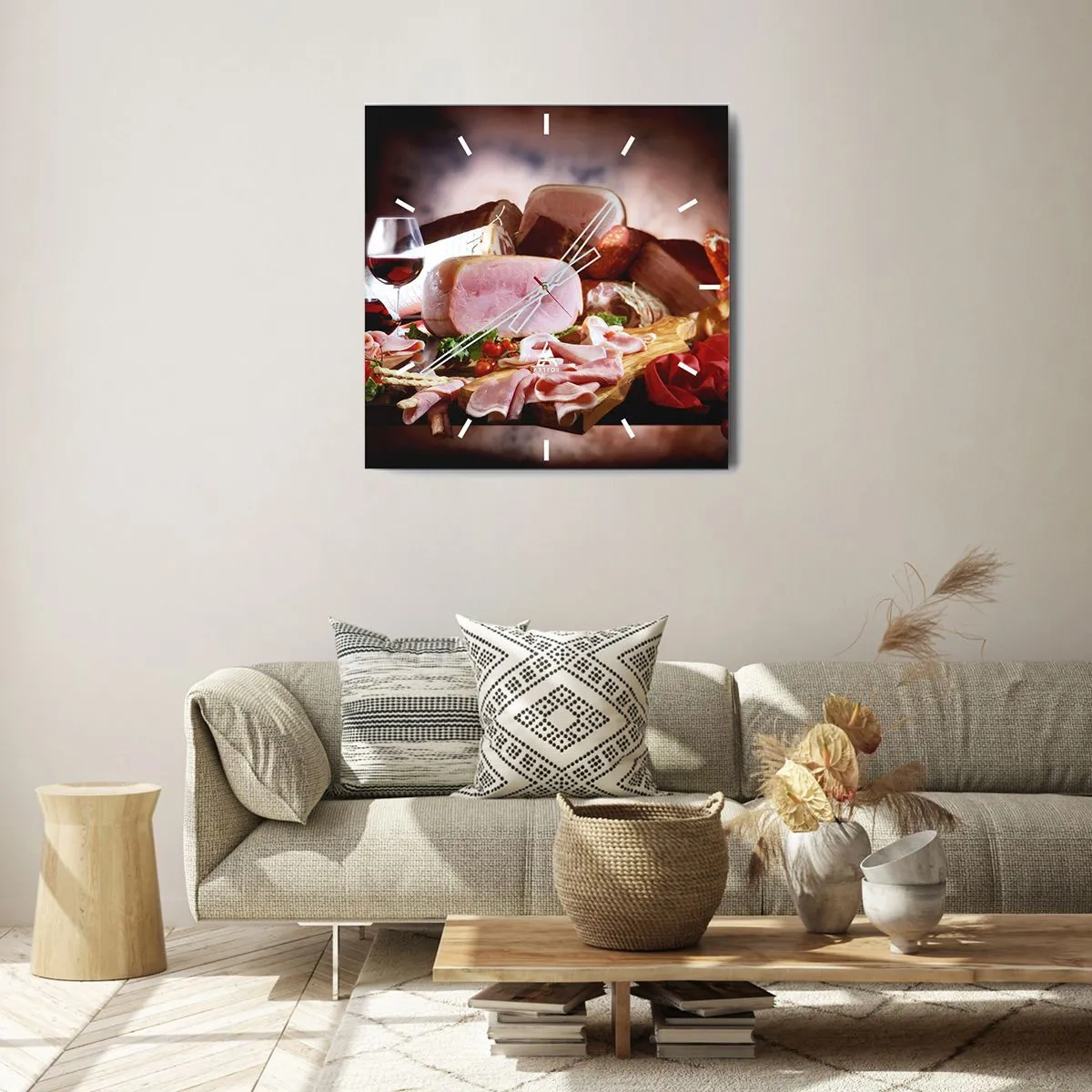 Relógio de parede - Relógio em vidro - Um sonho culinário com uma jarra - 30x30 cm