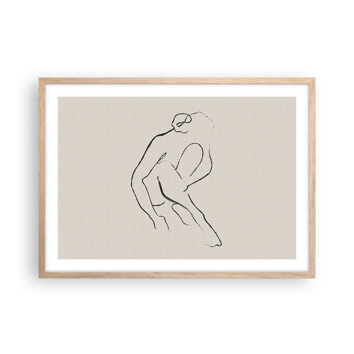 Pôster com moldura de carvalho claro - Esboço íntimo - 70x50 cm