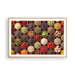 Pôster com moldura de carvalho claro - Todos os sabores do mundo - 91x61 cm