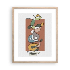 Pôster com moldura de carvalho claro - Abstração: dança colorida - 40x50 cm