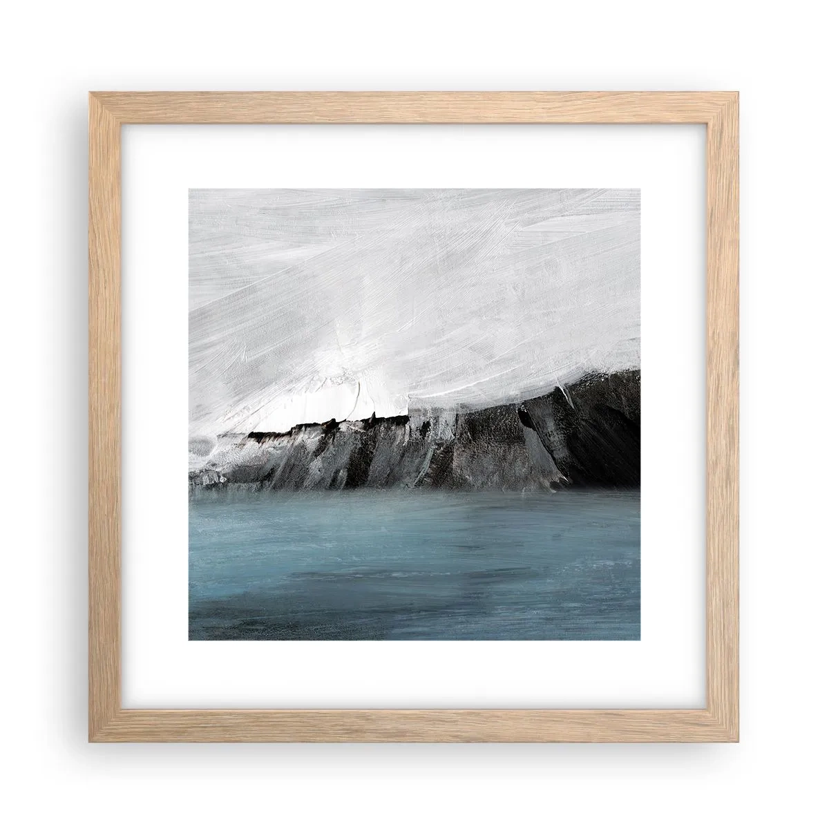 Pôster com moldura de carvalho claro - Água – terra: choque dos elementos - 30x30 cm