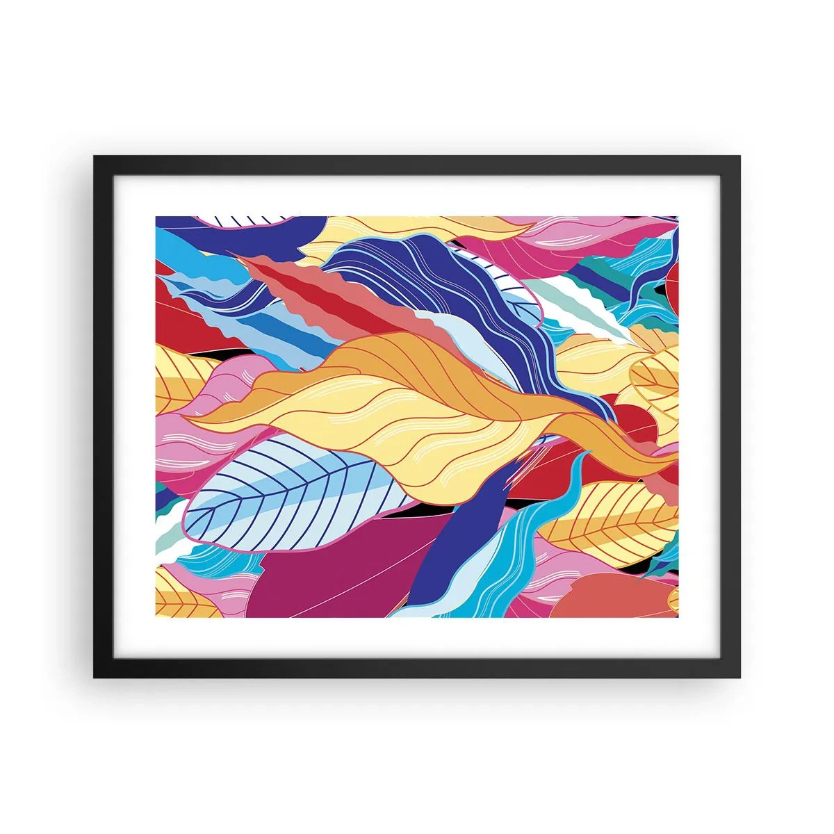 Pôster com moldura preta - Bagunça colorida - 50x40 cm
