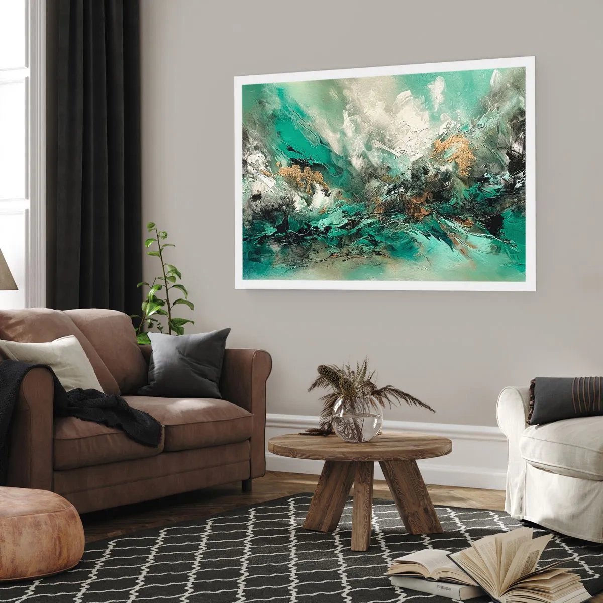 Pôster - Surf esmeralda e preto - 70x50 cm