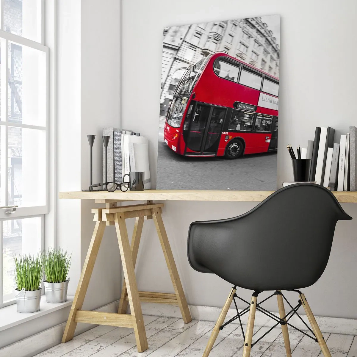 Quadro em vidro - Londres tradicional - de autocarro - 80x120 cm